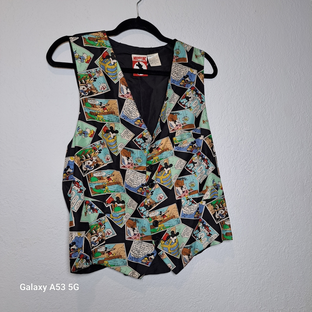 Vintage Disney Black and Multicolor Comic Vest